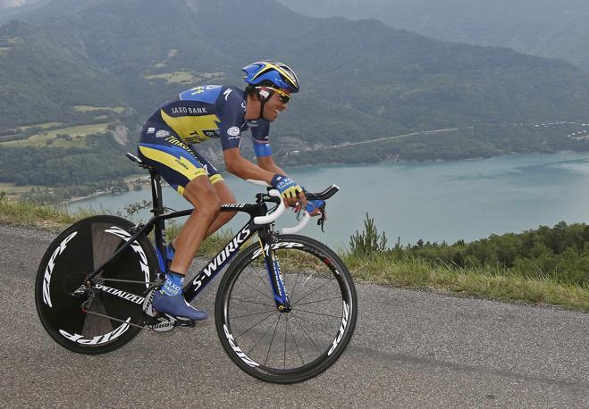 Alberto Contador  giunto secondo alle spalle del britannico, con un ritardo di 9''. Reuters
